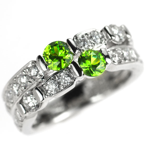 希少 Pt900 デマントイド ガーネット ダイヤモンド リング 0.550ct D0.92ct
