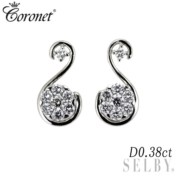 コロネット K18WG ダイヤモンド ピアス 0.38ct