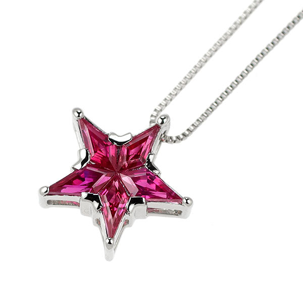 Pt900/ Pt850 カイトカット ルビー ペンダントネックレス 0.82ct スター