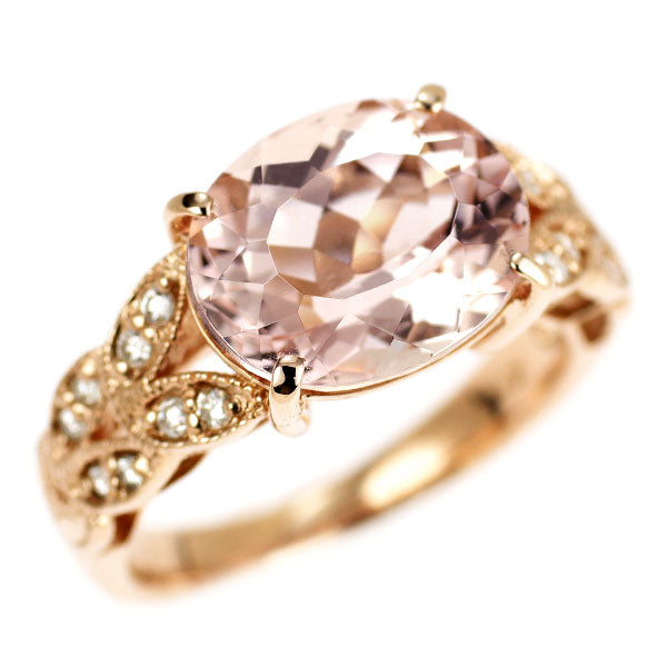 K18PG モルガナイト ダイヤモンド リング 3.87ct D0.13ct