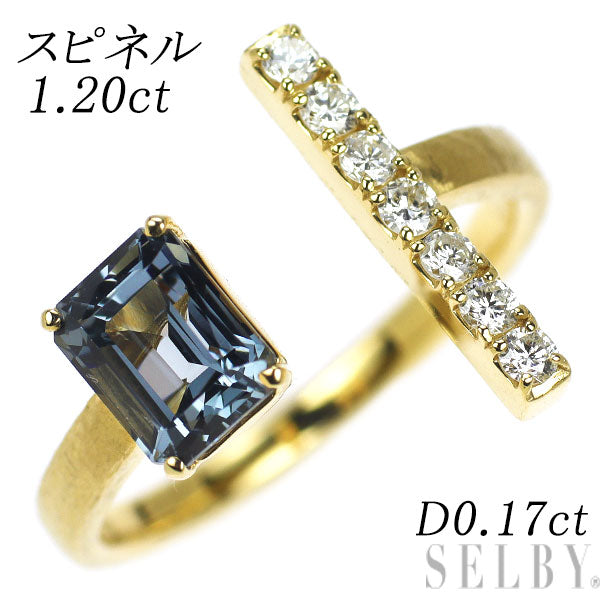 K18YG スピネル ダイヤモンド フォークリング 1.20ct D0.17ct