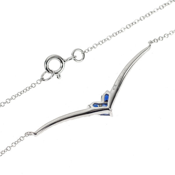 K18WG サファイア ダイヤモンド ペンダントネックレス 0.41ct D0.21ct ミステリーセッティング