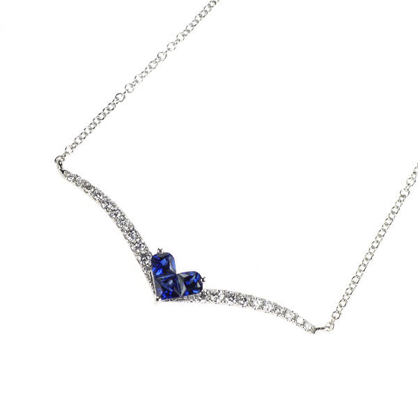 K18WG サファイア ダイヤモンド ペンダントネックレス 0.41ct D0.21ct ミステリーセッティング