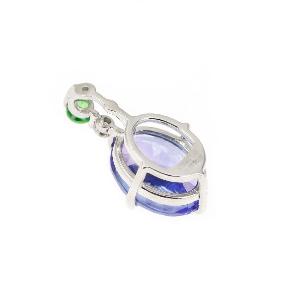 K18WG タンザナイト グリーンガーネット ダイヤモンド ペンダントトップ 1.50ct G0.03ct D0.01ct