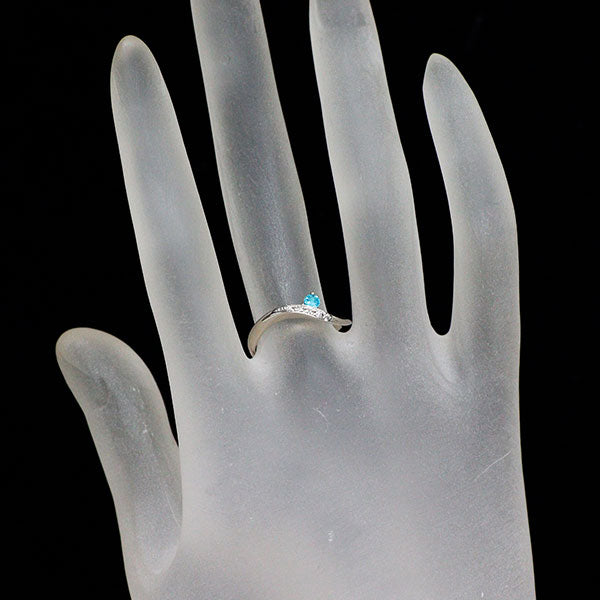 K18WG パライバトルマリン ダイヤモンド リング 0.08ct D0.04ct