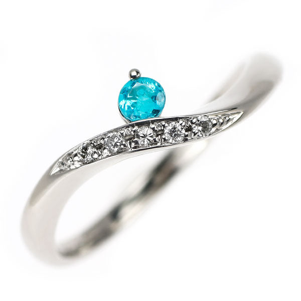 K18WG パライバトルマリン ダイヤモンド リング 0.08ct D0.04ct