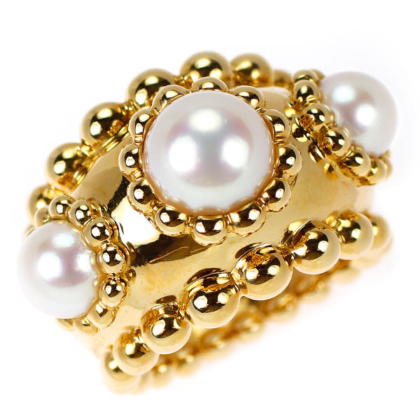 シャネル K18YG アコヤ 真珠/パール リング 径約6.0-7.8mm ヴィンテージ スリーボール 《セルビー銀座店》【中古】