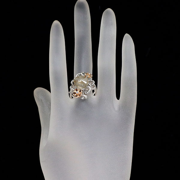 ブラックコーティング/ K18WG/ PG 大粒 ダイヤモンド リング 4.44ct D0.60ct