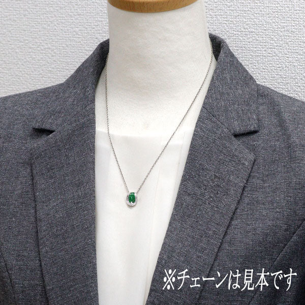 K18WG グリーン ガーネット ダイヤモンド ペンダントトップ D0.12ct  