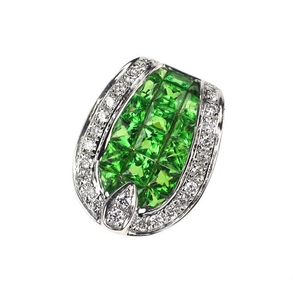 K18WG エメラルドミステリーセッティング＆ダイヤモンドペンダント