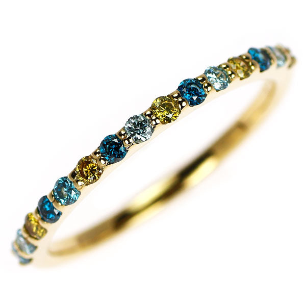 K18YG トリートカラーダイヤモンド リング 0.26ct ハーフエタニティ