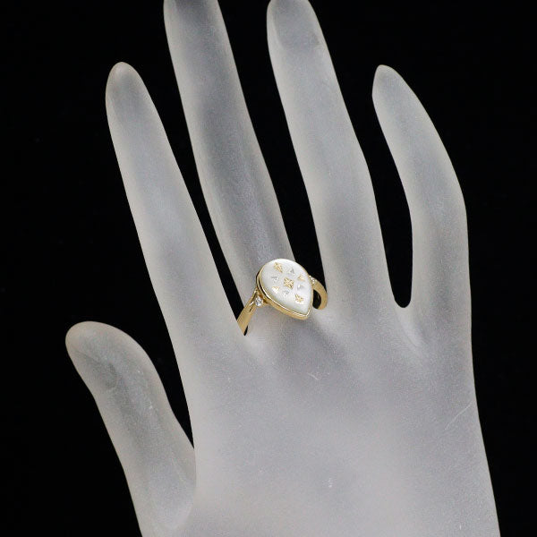 希少 K18YG ホワイトシェル ダイヤモンド リング 0.04ct ピクウェ