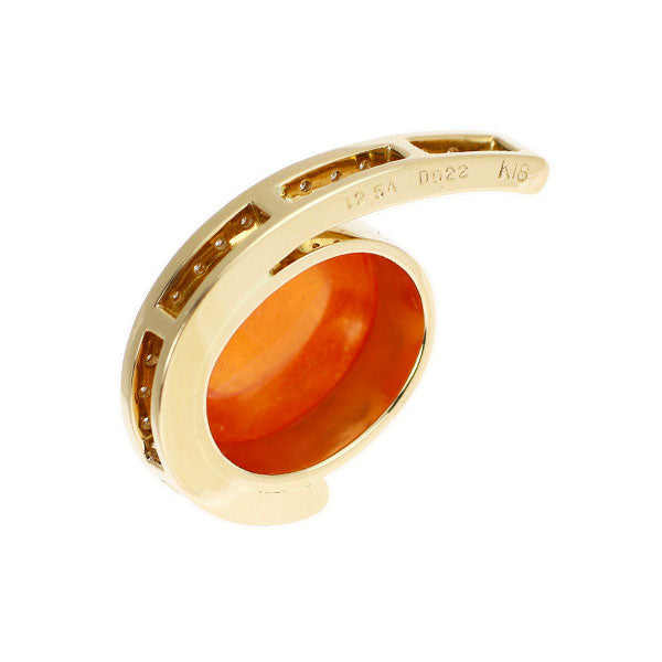 K18YG スぺサルティンガーネット ダイヤモンド ペンダントトップ 12.54ct 0.22ct