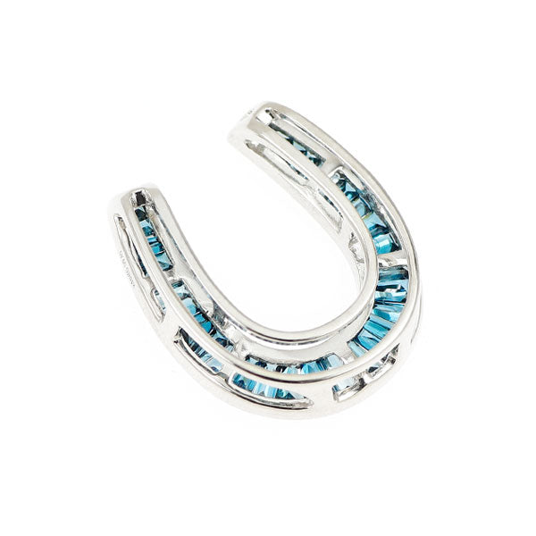 K18WG トリートブルー ダイヤモンド ペンダントトップ 0.40ct 馬蹄