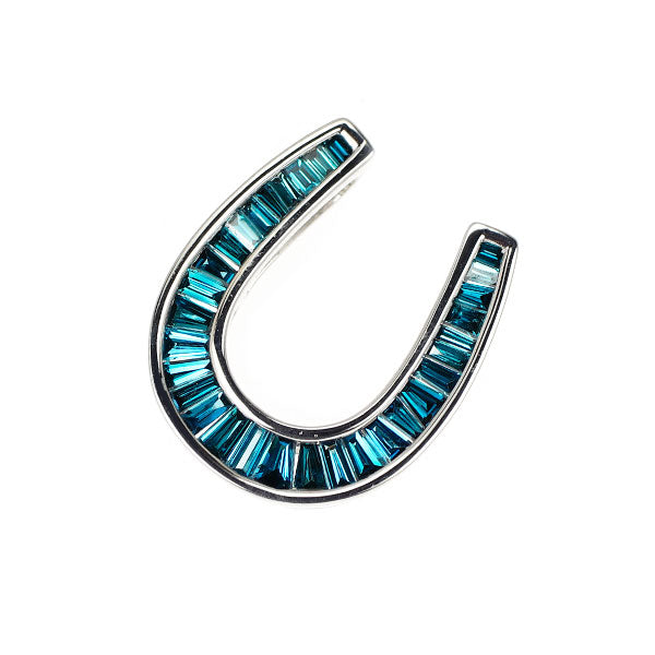 K18WG トリートブルー ダイヤモンド ペンダントトップ 0.40ct 馬蹄