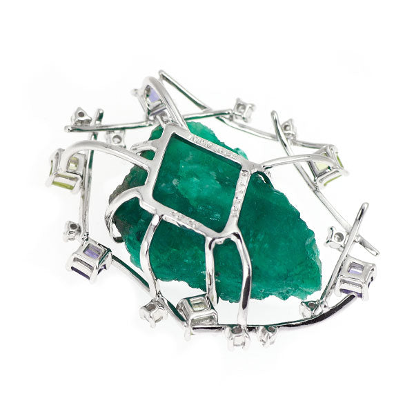 K18WG エメラルド ペリドット アイオライト ダイヤモンド ペンダントトップ 27.27ct P0.54ct IO0.41ct D0.22ct