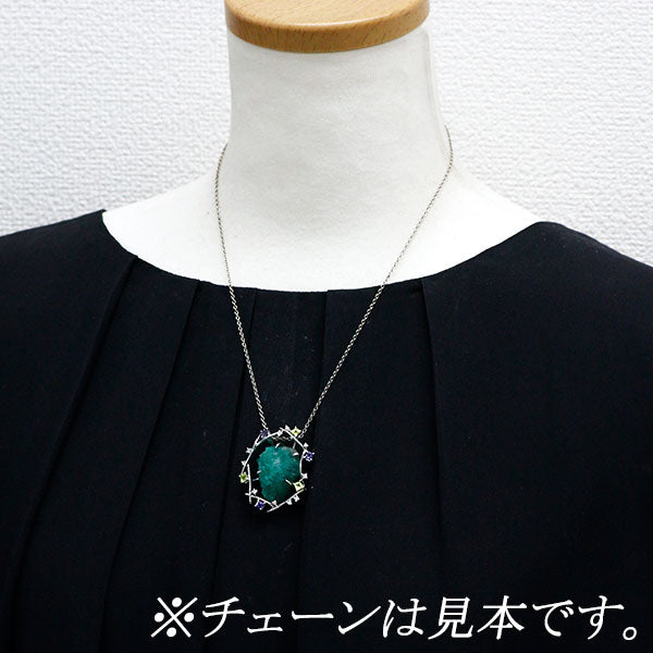 K18WG エメラルド ペリドット アイオライト ダイヤモンド ペンダントトップ 27.27ct P0.54ct IO0.41ct D0.22ct