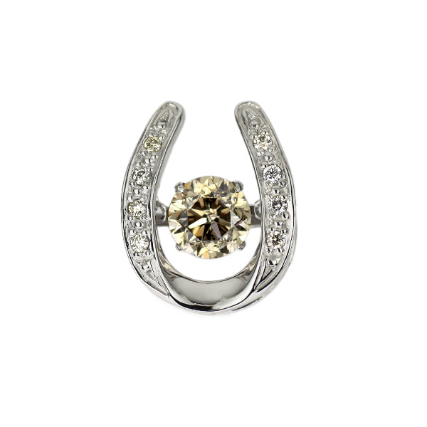 Pt900 ダイヤモンド ペンダントトップ 0.900ct D0.07ct ダンシングストーン 馬蹄