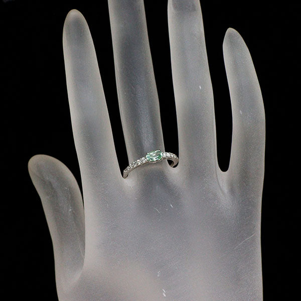 Pt900 グリーントルマリン ダイヤモンド リング 0.36ct D0.16ct