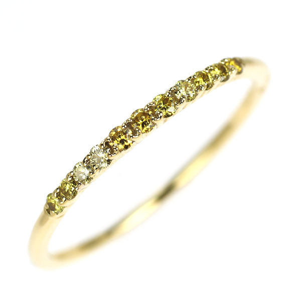 GSTV K18YG 天然イエローダイヤモンド リング 0.17ct 一文字