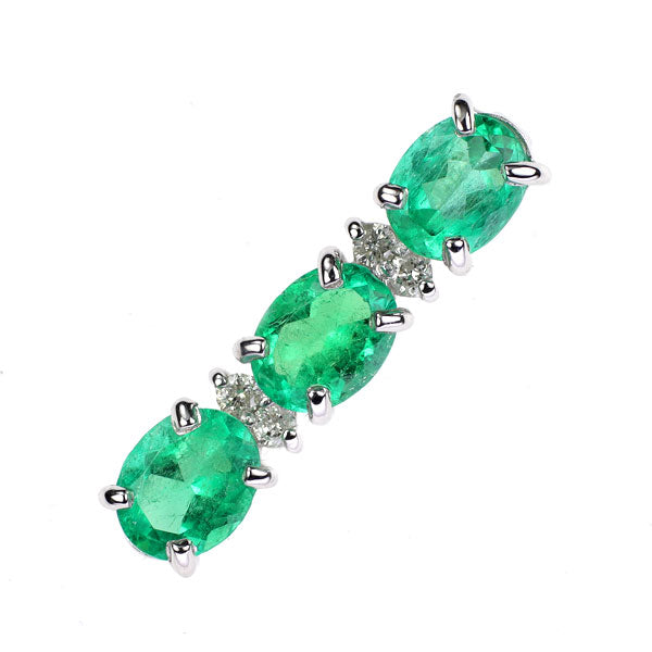 K18WG エメラルド ダイヤモンド ペンダントトップ 1.25ct D0.07ct