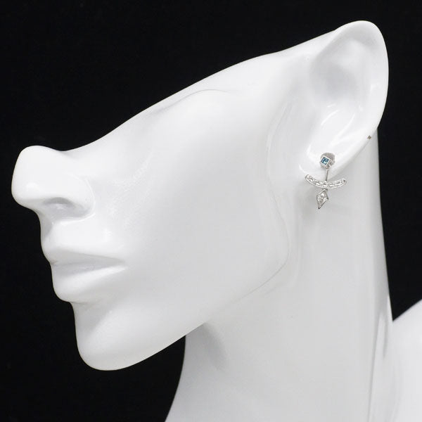 Pt900/ K14WG トリートブルーダイヤモンド ピアス 0.29ct D0.18ct