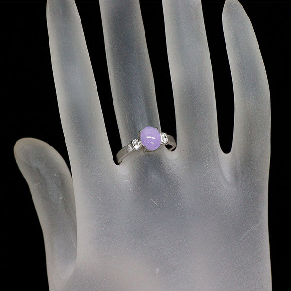 Pt900 ラベンダー 翡翠 ダイヤモンド リング D0.09ct