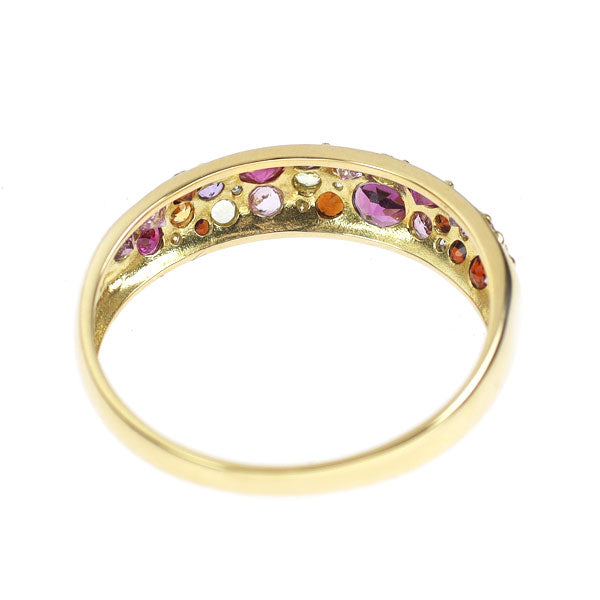 K18YG マルチカラーストーン ダイヤモンド リング 0.85ct D0.05ct