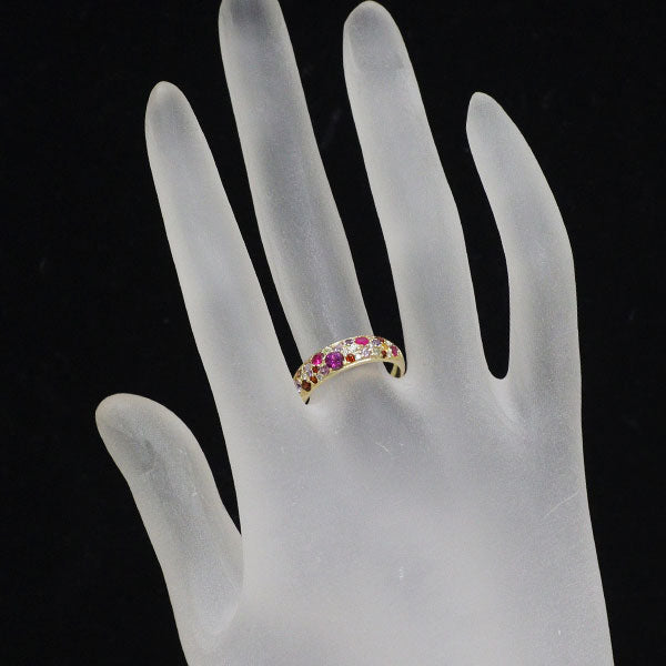 K18YG マルチカラーストーン ダイヤモンド リング 0.85ct D0.05ct