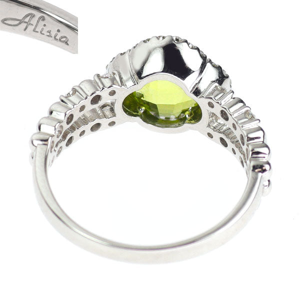 Alisia（アリシア）Pt900 チェッカーフラワーカット ペリドット ダイヤモンド リング 1.48ct D0.27ct