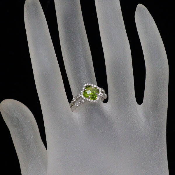 Alisia（アリシア）Pt900 チェッカーフラワーカット ペリドット ダイヤモンド リング 1.48ct D0.27ct