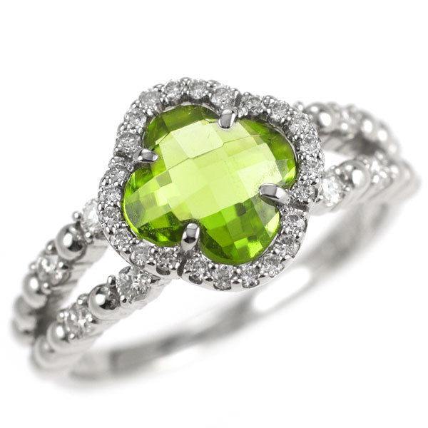 Alisia（アリシア）Pt900 チェッカーフラワーカット ペリドット ダイヤモンド リング 1.48ct D0.27ct