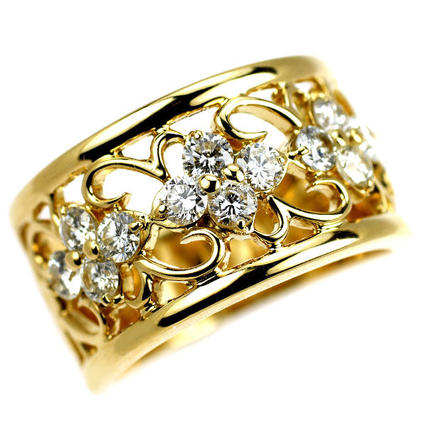 K18YG ダイヤモンド リング 0.85ct フラワー