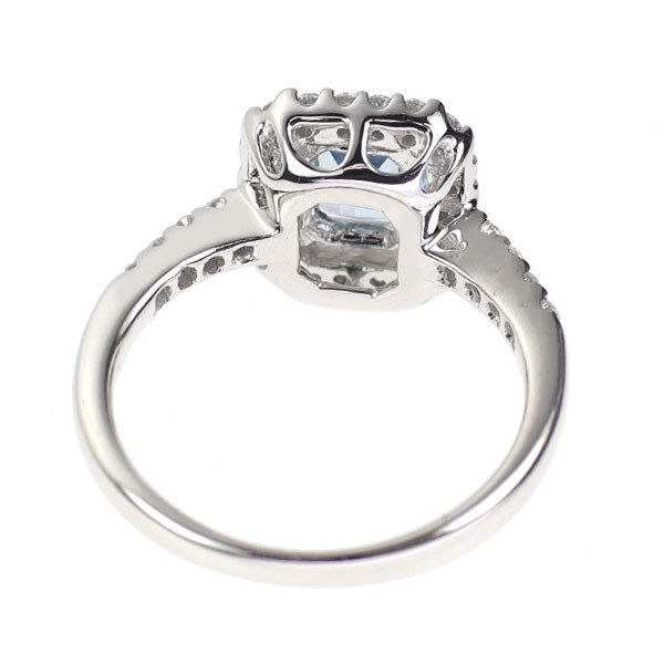 K18WG アクアマリン ダイヤモンド リング 0.75ct D0.37ct