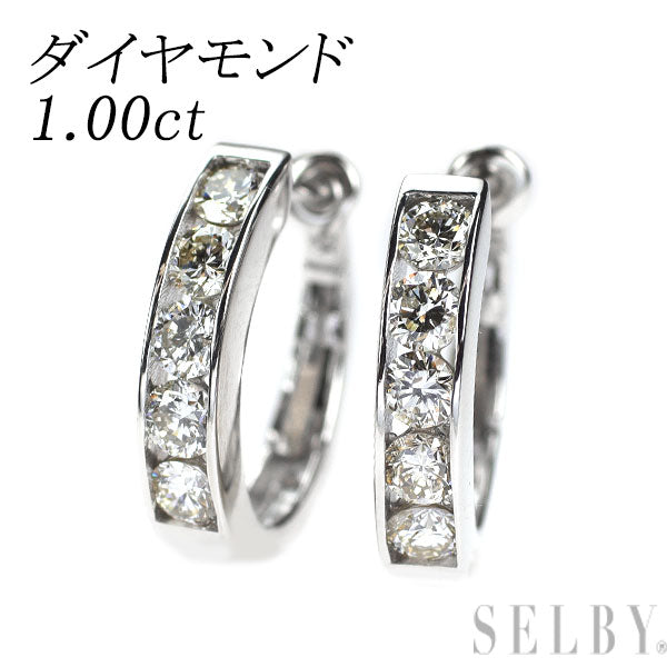 K18WG ダイヤモンド ピアス 1.00ct フープ — セルビーオンラインストア