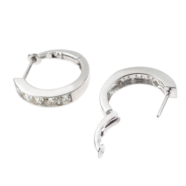 K18WG ダイヤモンド ピアス 1.00ct フープ