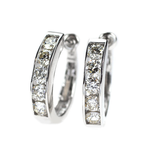 K18WG ダイヤモンド ピアス 1.00ct フープ