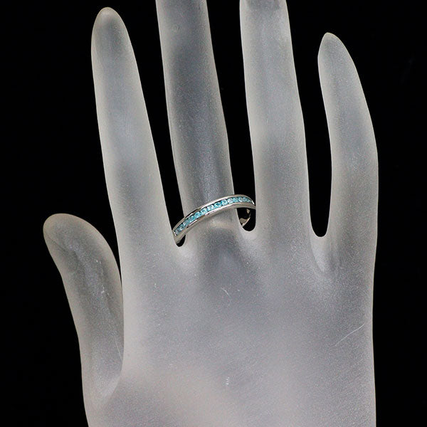 Pt950 パライバトルマリン リング 0.28ct ハーフエタニティ