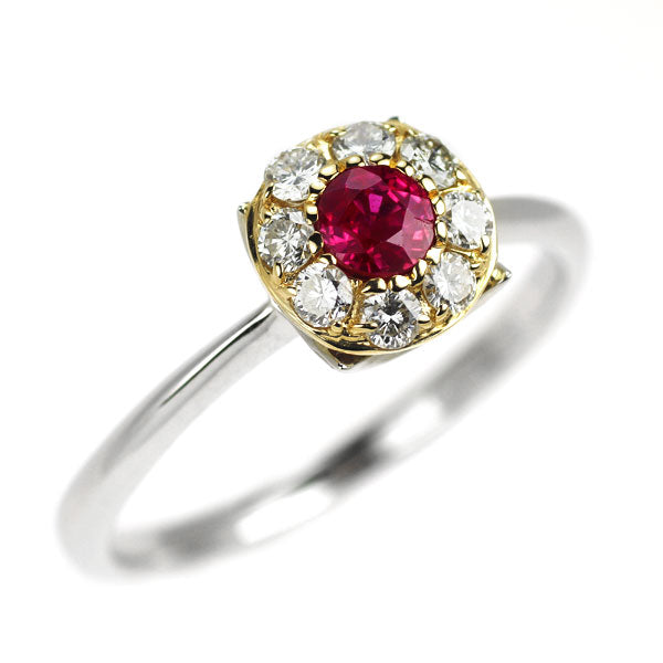 NDC Pt900/ K18YG ルビー ダイヤモンド リング 0.32ct D0.25ct