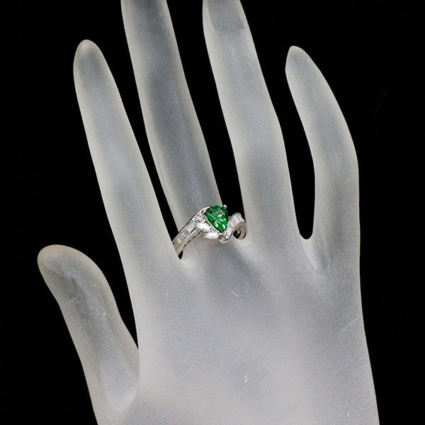 Pt900 グロッシュラーライトガーネット ダイヤモンド リング 1.08ct D0.50ct