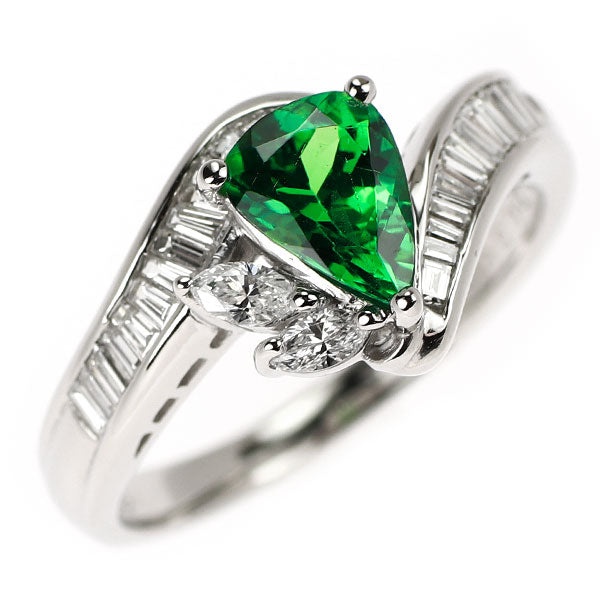 Pt900 グロッシュラーライトガーネット ダイヤモンド リング 1.08ct D0.50ct
