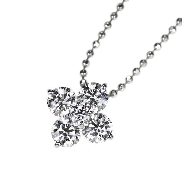 Pt900/ Pt850 ダイヤモンド ペンダントネックレス 0.08ct D1.070ct フラワー