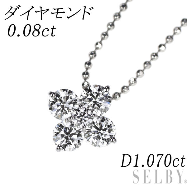 Pt900/ Pt850 ダイヤモンド ペンダントネックレス 0.08ct D1.070ct フラワー