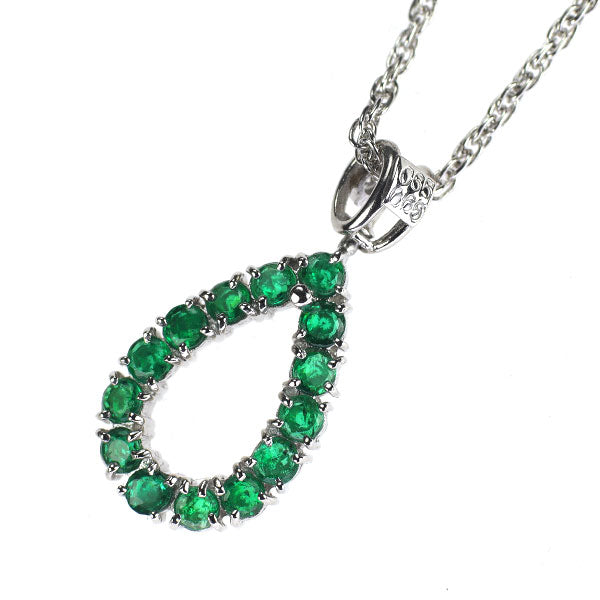 Pt850 エメラルド ダイヤモンド ペンダントネックレス 0.65ct D0.65ct リバーシブル