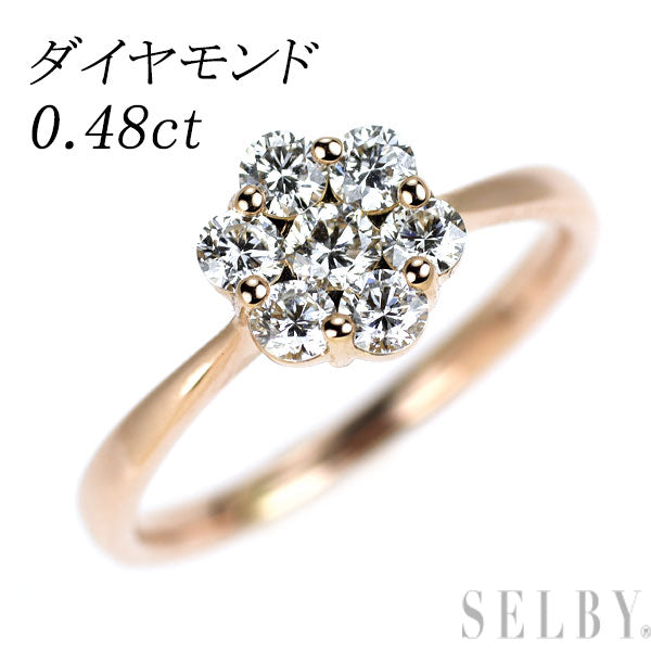 K18PG ダイヤモンド リング 0.48ct フラワー