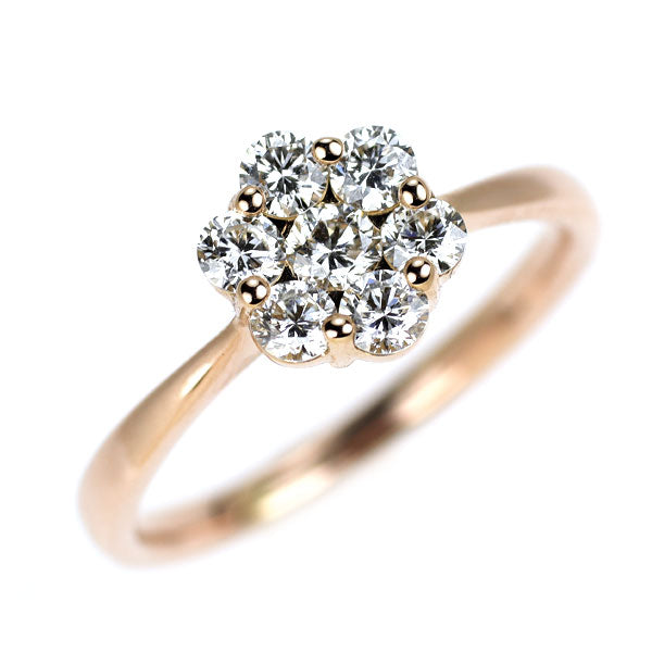 K18PG ダイヤモンド リング 0.48ct フラワー