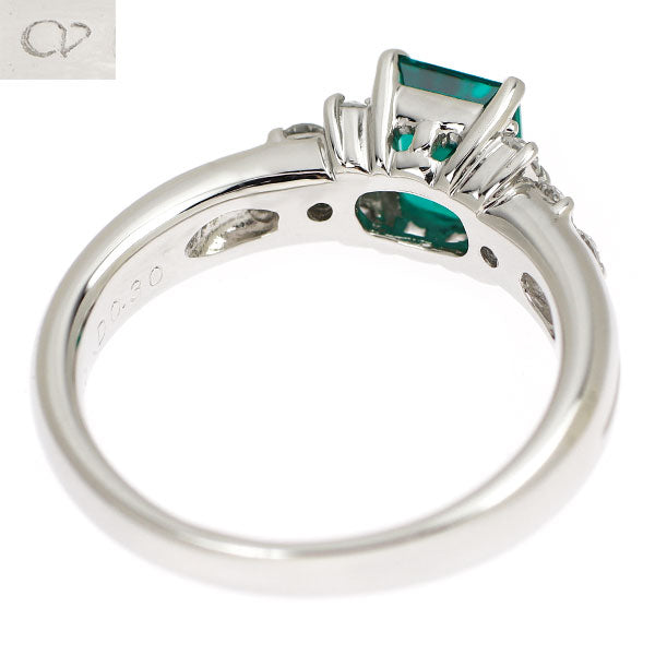 クレサンベール Pt950 再結晶エメラルド ダイヤモンド リング 0.79ct D0.30ct