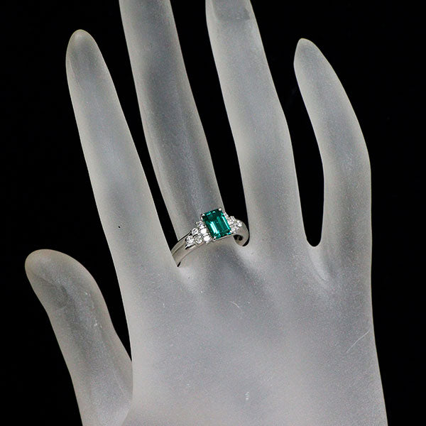 クレサンベール Pt950 再結晶エメラルド ダイヤモンド リング 0.79ct D0.30ct
