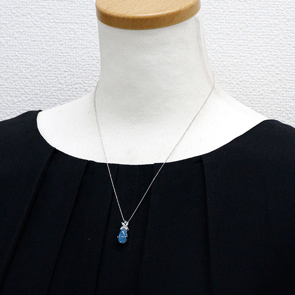 K18WG アクアマリン パライバトルマリン ダイヤモンド ペンダントネックレス 2.92ct 0.02ct D0.24ct