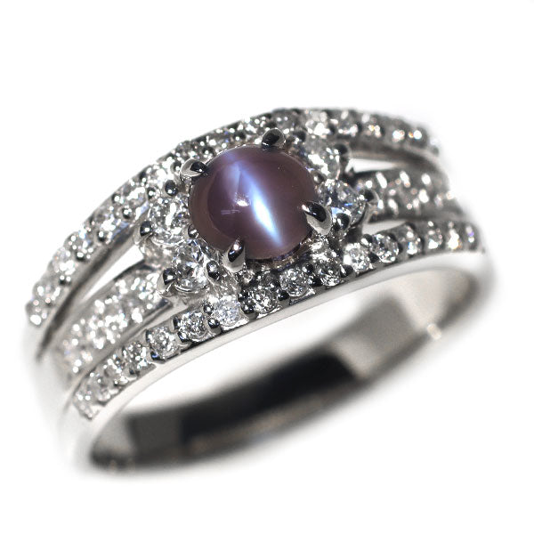 Pt900 アレキサンドライトキャッツアイ ダイヤモンド リング 0.673ct